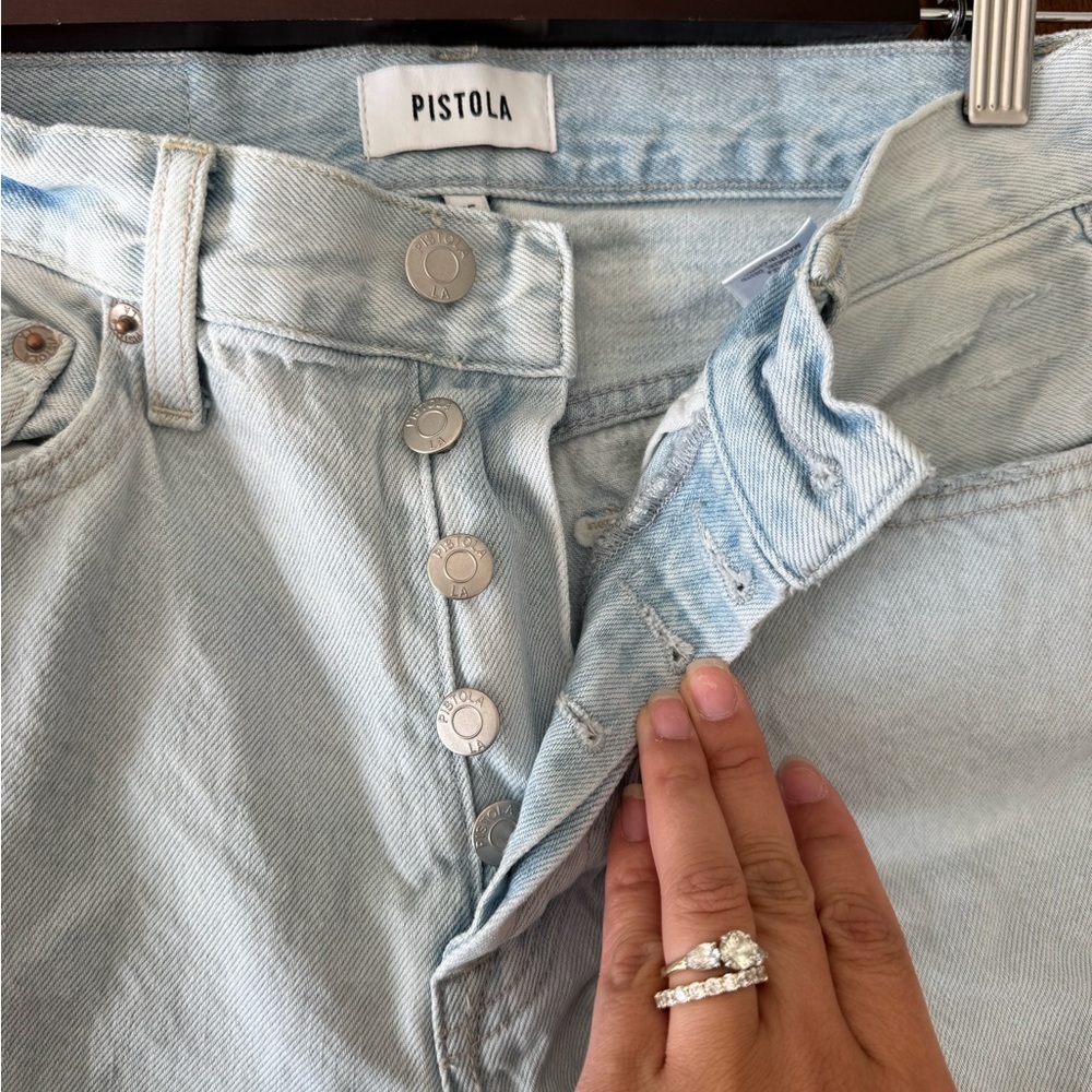 Pistola Straight Leg Raw Hem Light Wash Jeans Spring Summer Denim REVOLVE - Picture 5 of 9